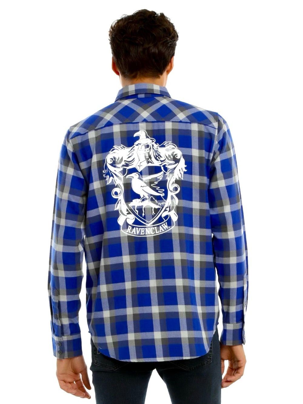 Harry Potter Ravenclaw Plaid‎ Woven Button Up Shirt Unisex Small